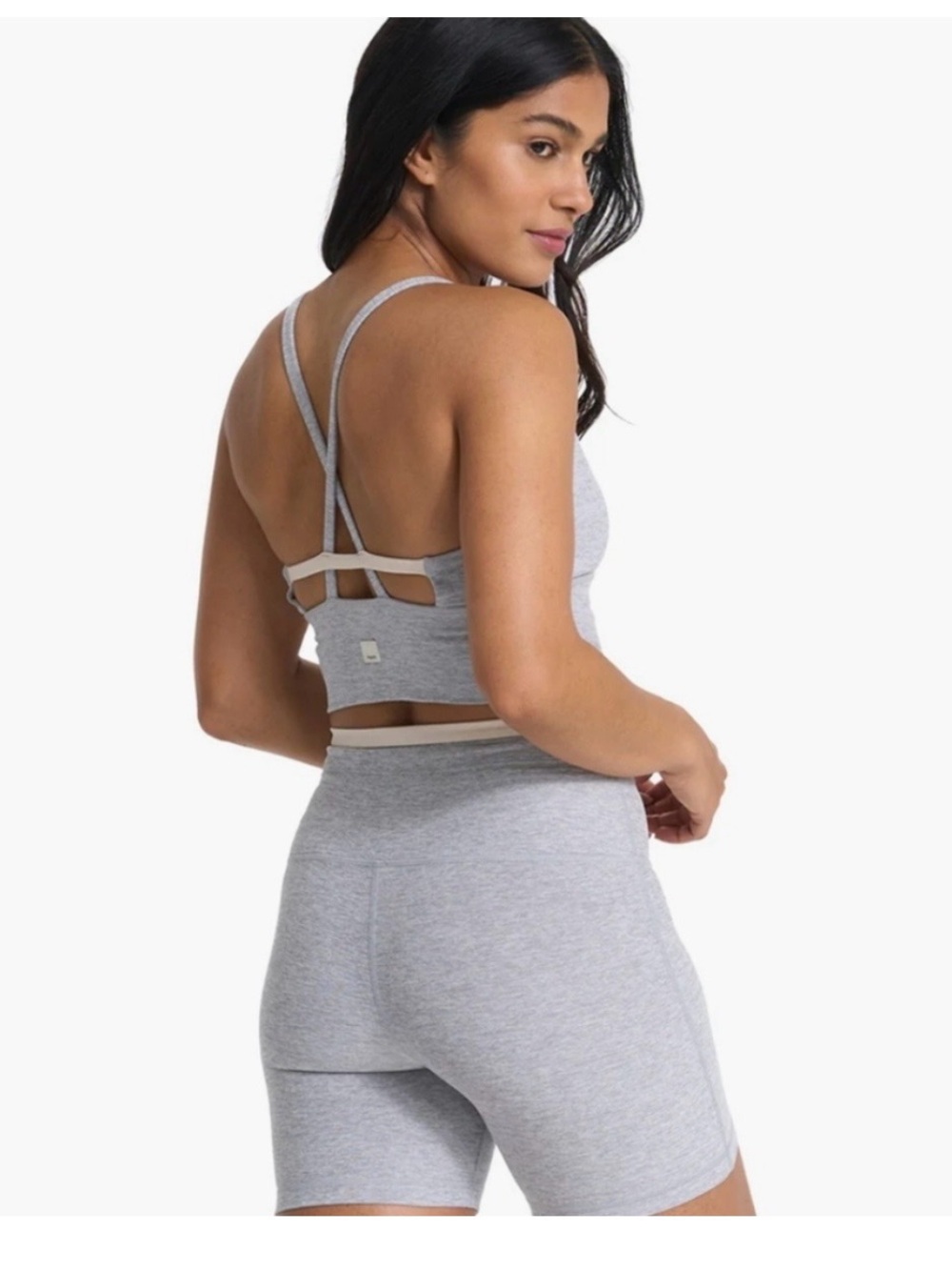 Vuori Light Gray Strappy Sports Bra w contrasting trim medium